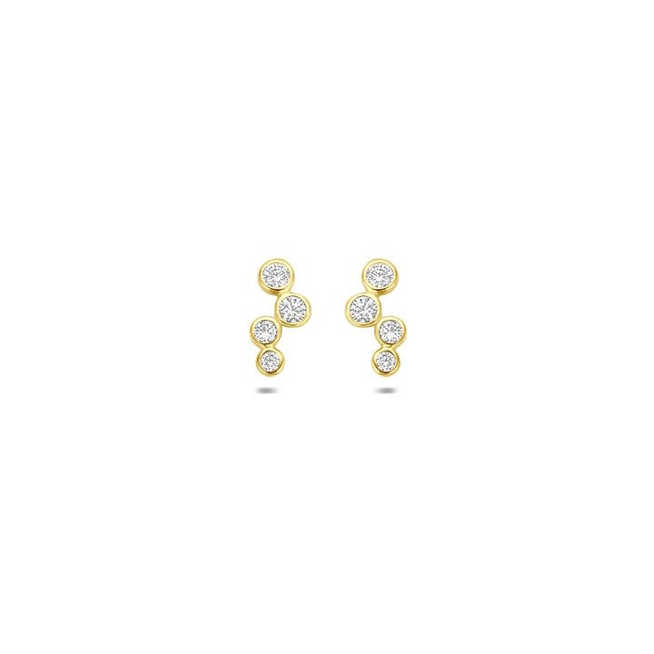 ear studs zirconia 14K yellow gold 