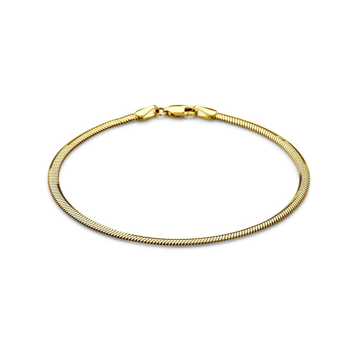 14k Gouden dames armband met platte schakel 2,6 mm 18 cm