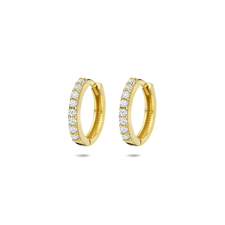 14k geelgouden klapoorringen met briljant geslepen zirkonia