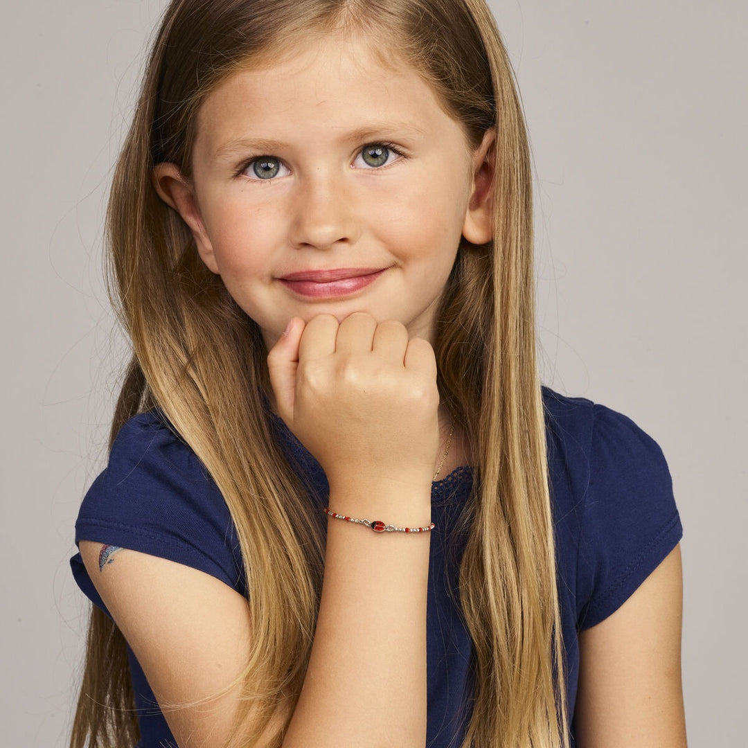 Zilveren kinderarmband lieveheersbeestjes – gerhodineerd 925 zilver 13 + 3 cm
