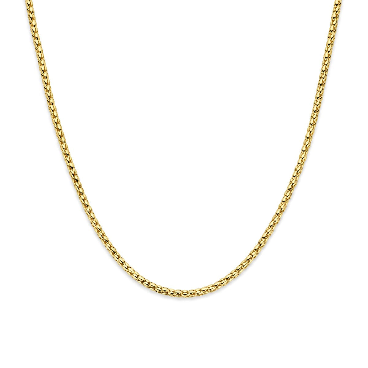 Gouden schakel ketting van 14k met een glanzende afwerking.