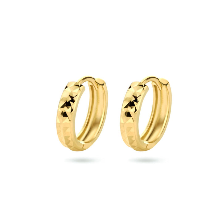 9k geelgouden klapoorringen met gediamanteerde afwerking