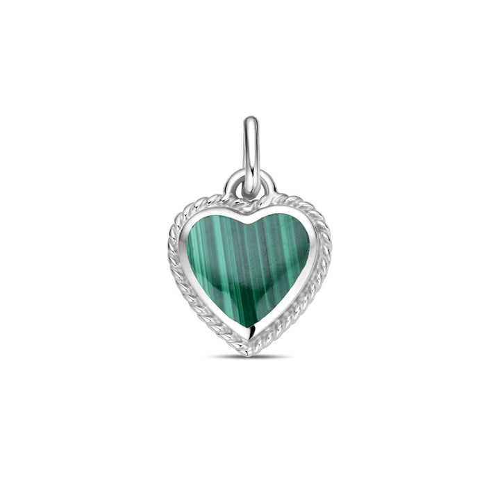 pendant heart malachite silver rhodium plated