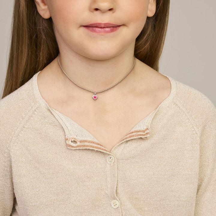Zilveren kinder ketting met hartje – gerhodineerd 925 zilver 34 + 2 cm