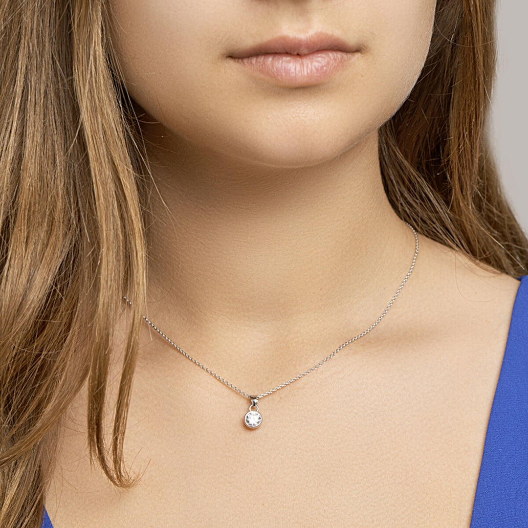 necklace zirconia 41 + 4 cm silver rhodium plated