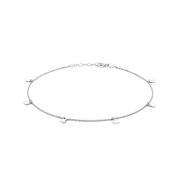 925 Gerhodineerd Zilveren Enkelbandje met Hartjes