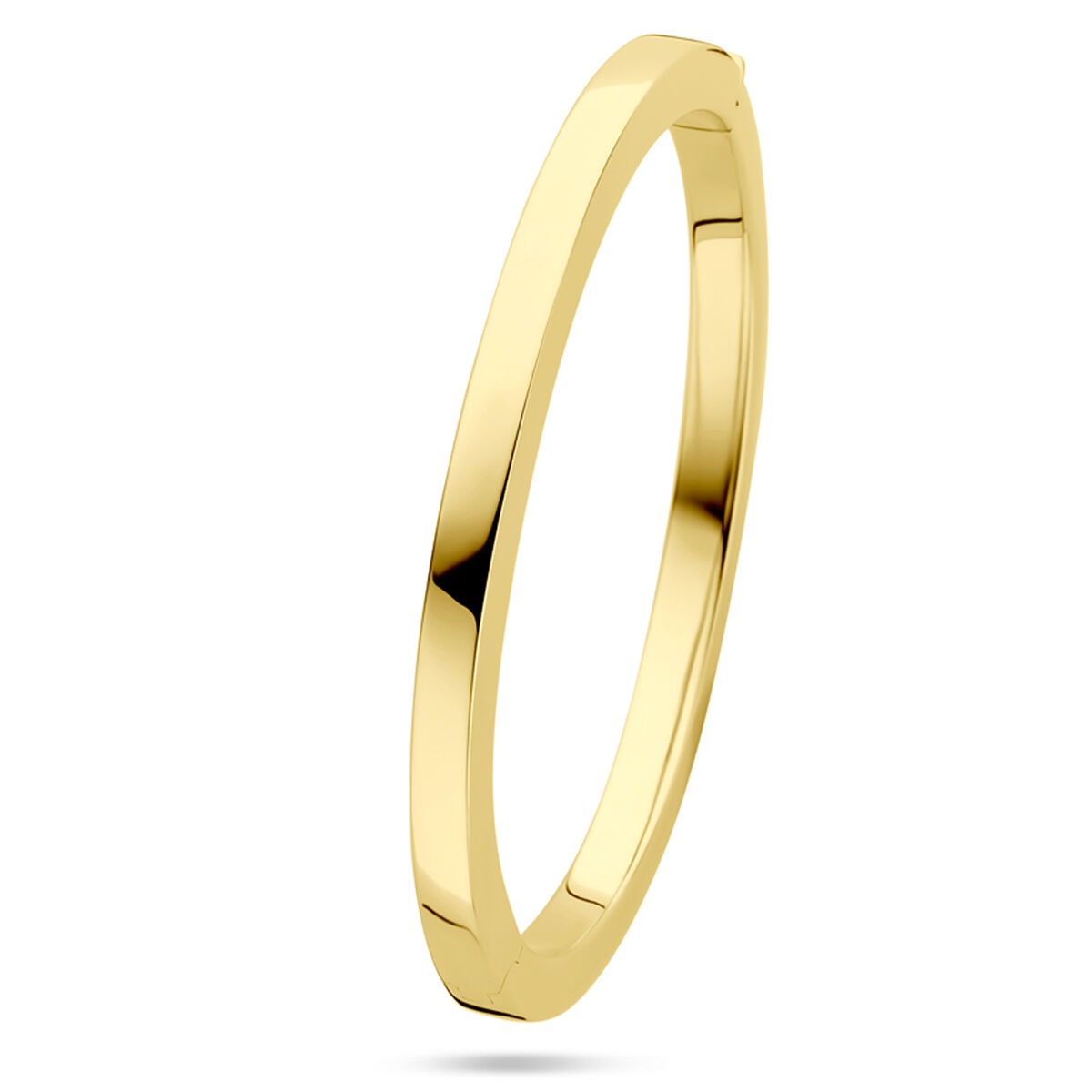 14k geelgouden bangle – 5 mm breed, met scharniersluiting