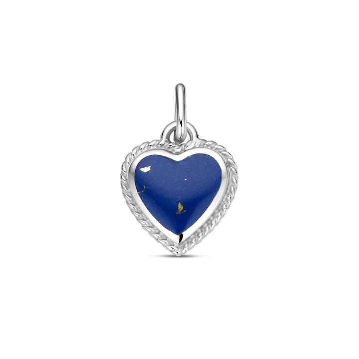 pendant heart lapis silver rhodium plated