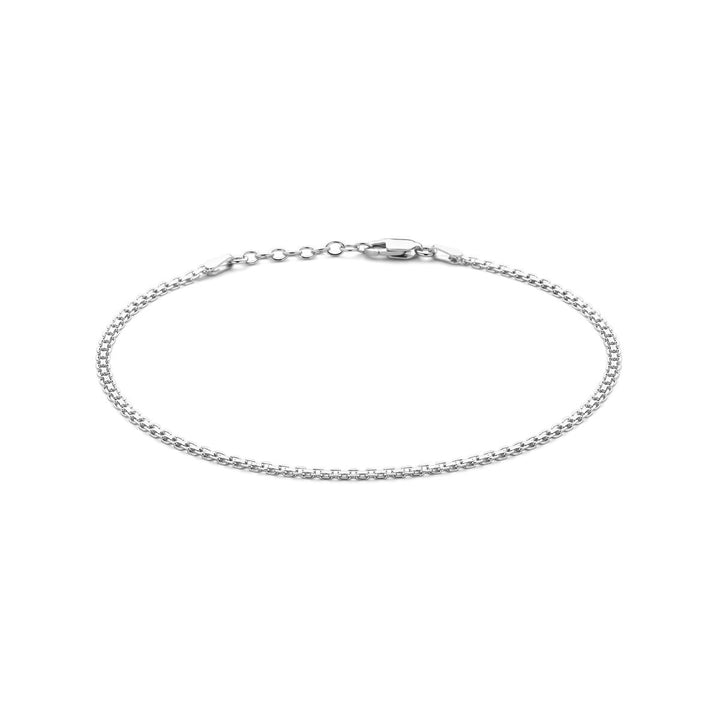 Zilveren enkelbandje met bismarck schakel – gerhodineerd 925 zilver, 24–26 cm