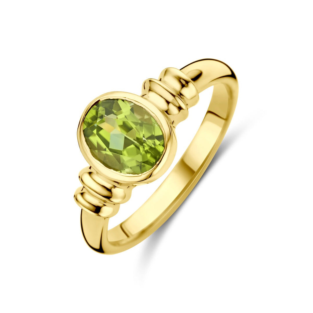 Gouden dames ring – 14k met peridoot in ovale slijpvorm
