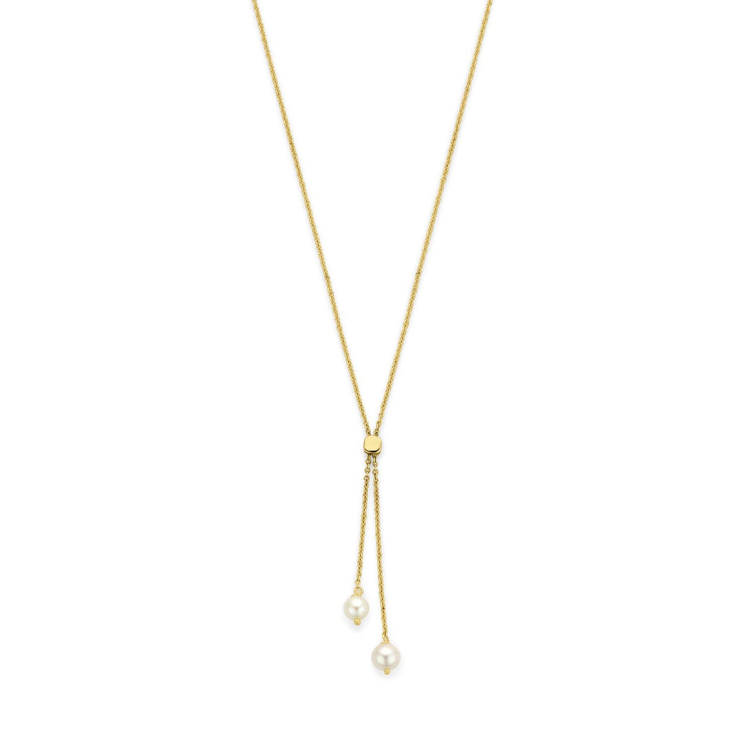 14k Geelgouden Y-collier met parels