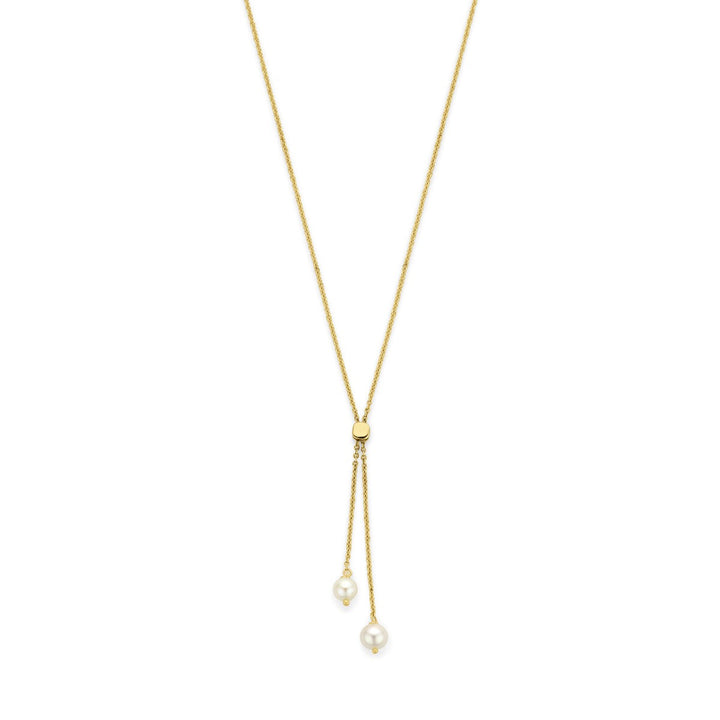 14k Geelgouden Y-collier met parels