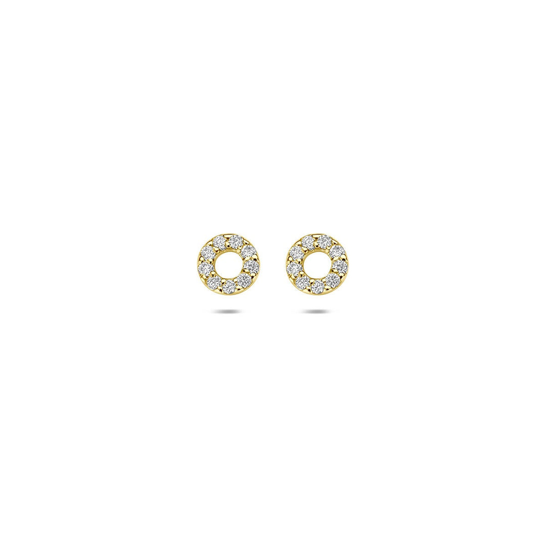 14k Geelgouden oorknoppen met lab grown diamant 0,092 ct