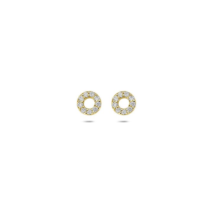 14k Geelgouden oorknoppen met lab grown diamant 0,092 ct