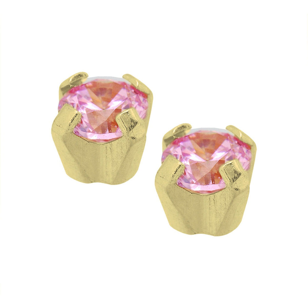 Schietknopjes met Roze Zirkonia voor Push Through Systeem – 1 Paar