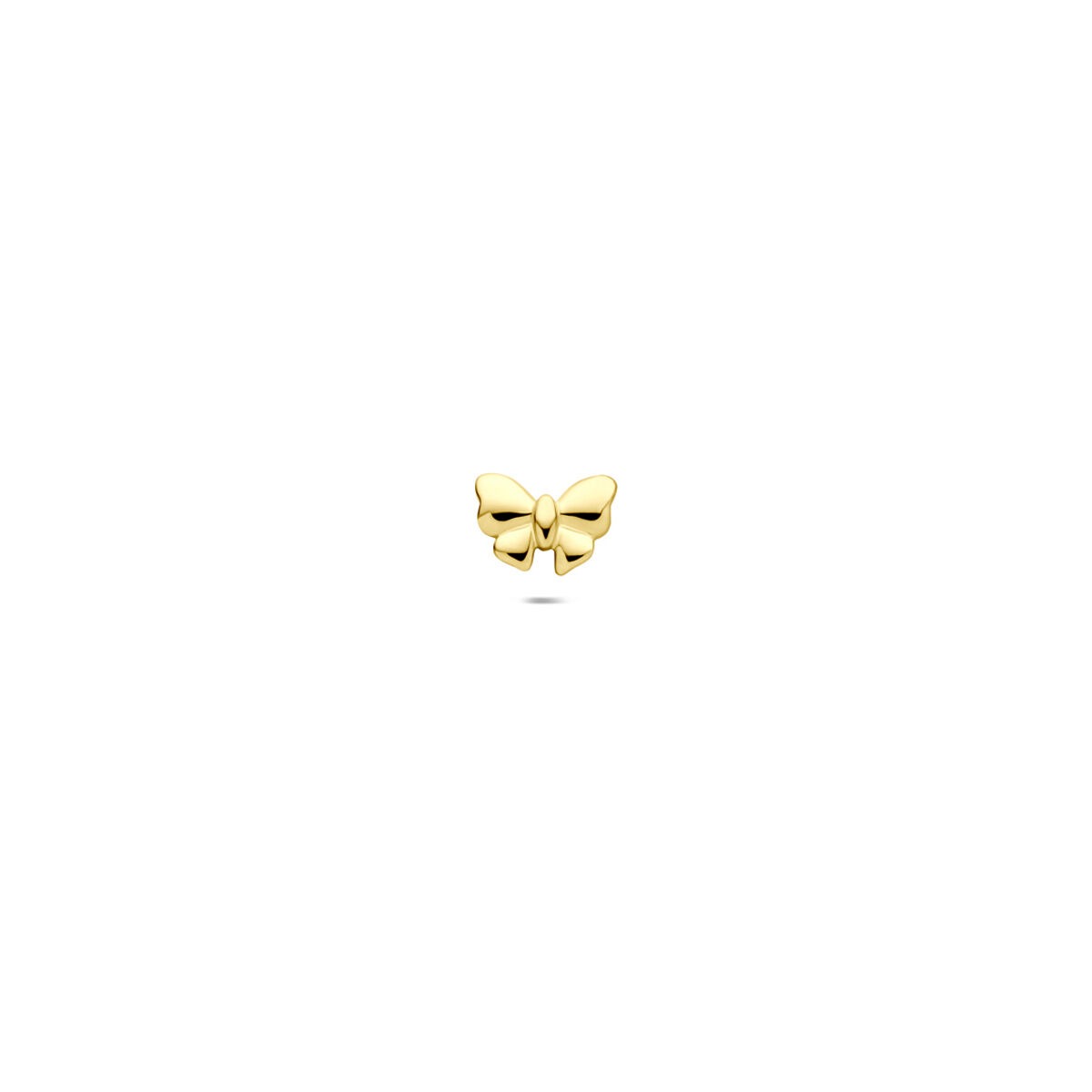 Gouden piercing in de vorm van een vlinder met gedetailleerde vleugels.