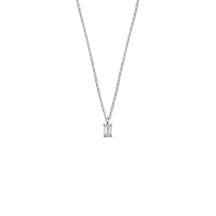 Zilveren collier met emerald-cut zirkonia
