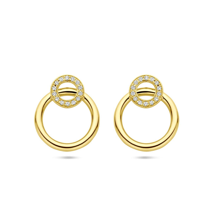 14k Geelgouden Oorknoppen met Diamant