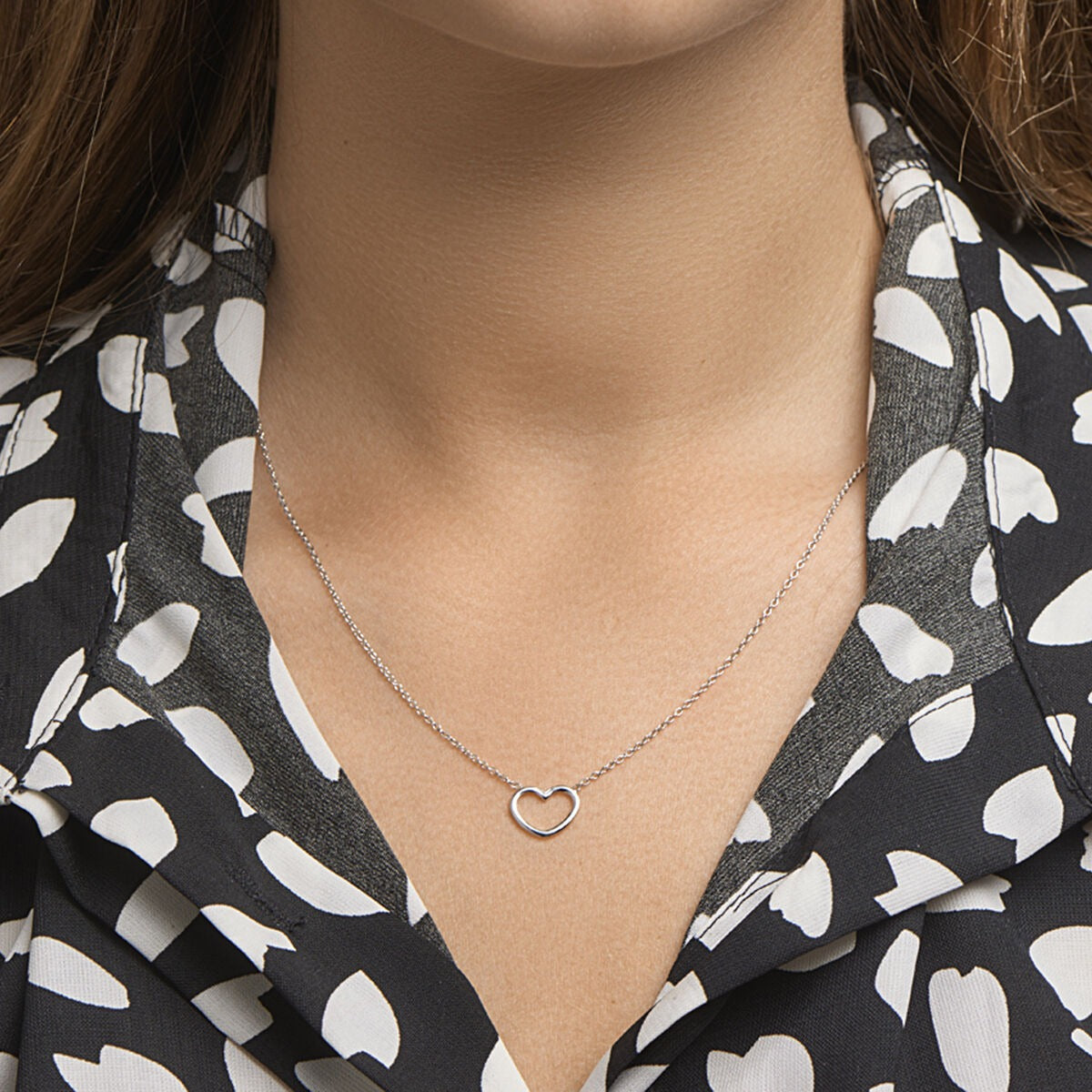 necklace heart 41 + 5 cm silver rhodium plated