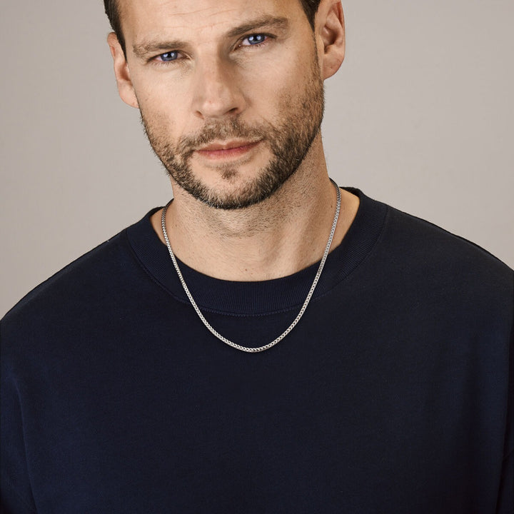 Zilveren heren ketting – Gerhodineerd vossestaart collier 2,8 mm