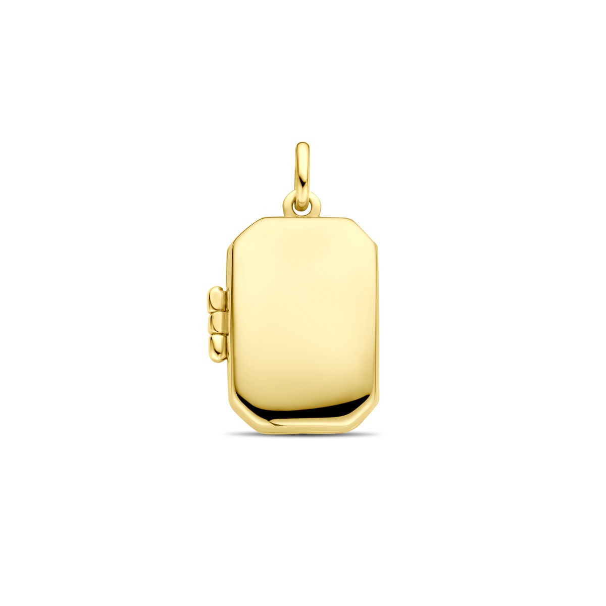 Ovaal medaillon van 14k geelgoud met een gladde, glanzende afwerking.