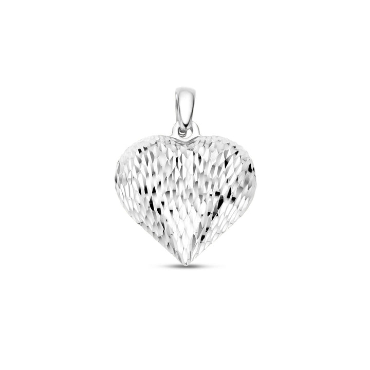 Van der Kooij Collection - pendant heart diamond-plated 27 mm silver rhodium-plated