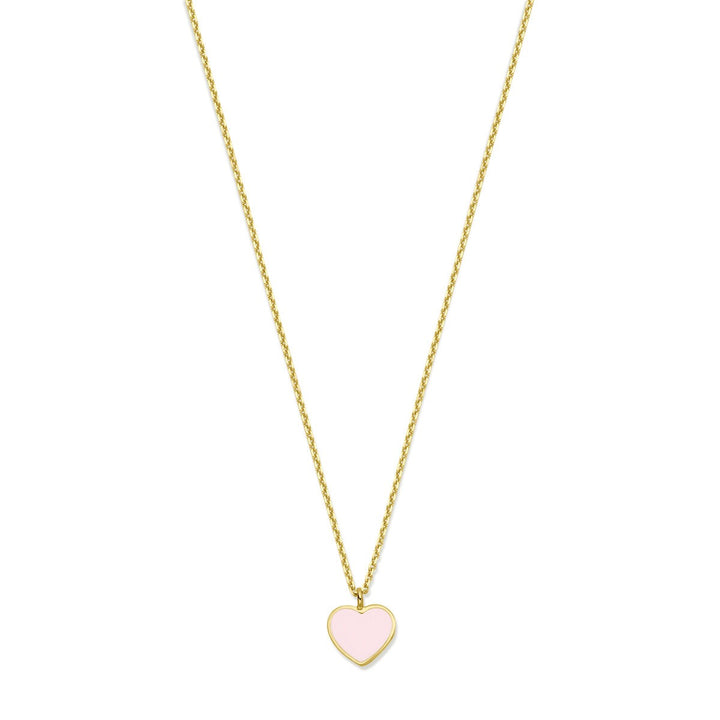 14k Geelgouden Kindercollier met Roze Emaille Hartje