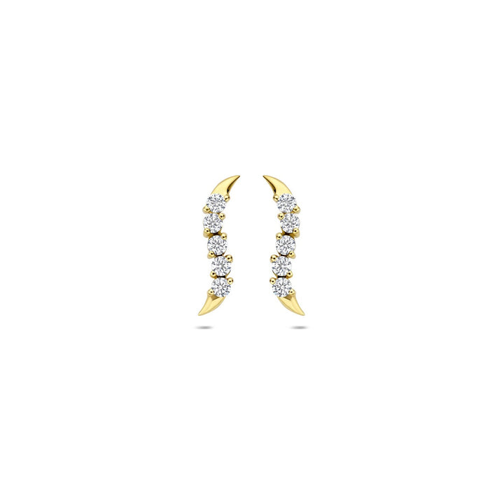 ear studs zirconia 14K yellow gold