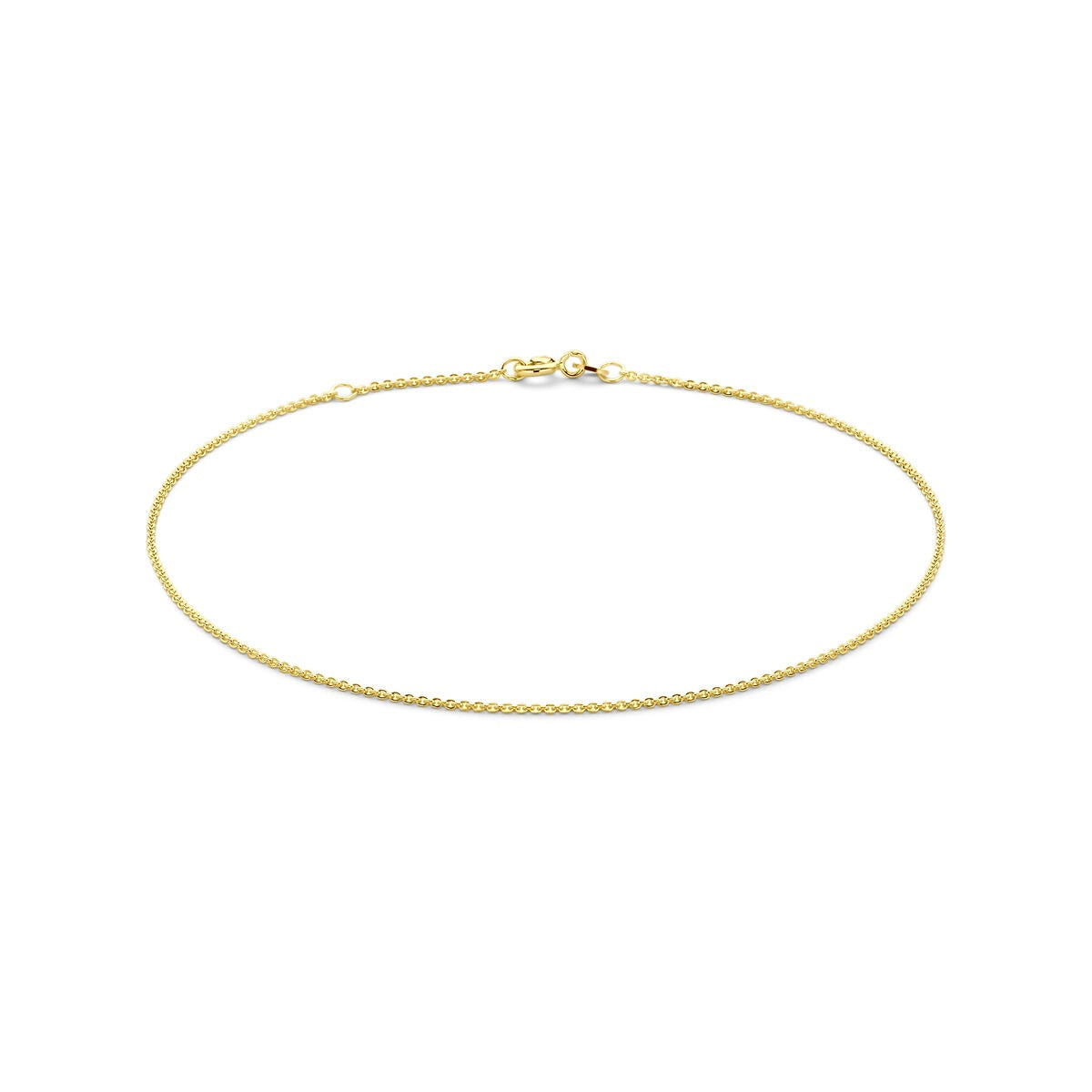 14k geelgouden anker collier met een fijne schakel en verstelbare lengte.