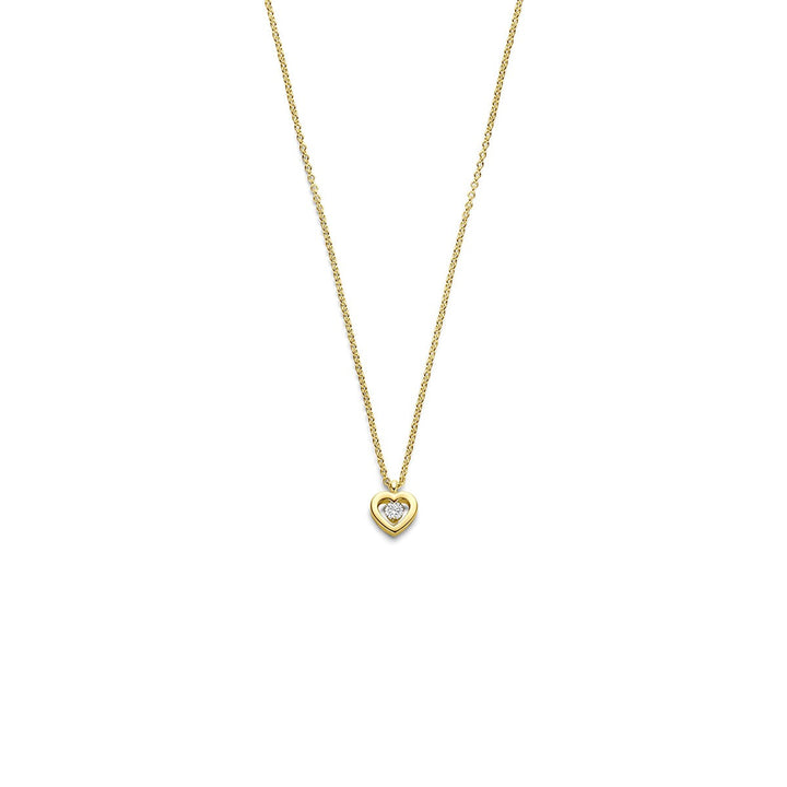 14k Geelgouden hartjes collier met diamant