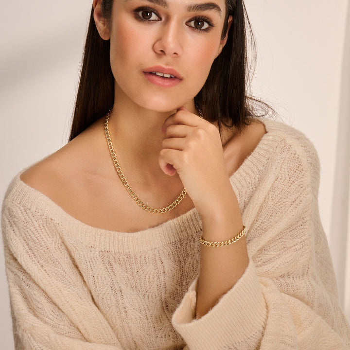 Gourmet armband – 14k geelgoud, 6 mm breed