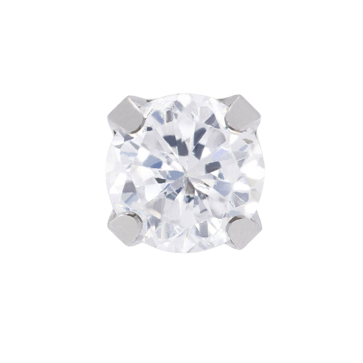Chirurgisch stalen schietknopjes met een 3 mm heldere zirkonia, vierkante zetting.
