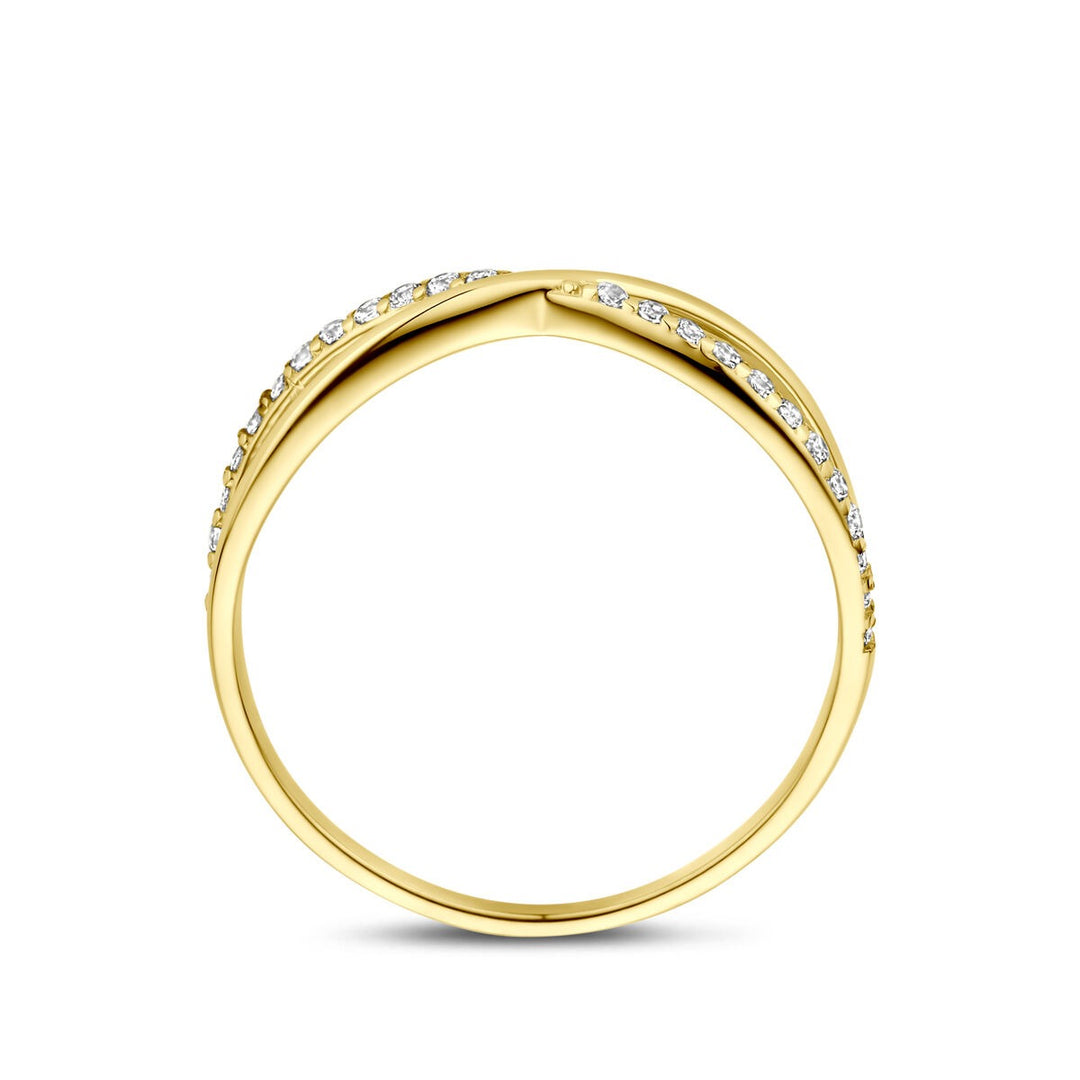 Gouden damesring met zirkonia – 14k geelgoud