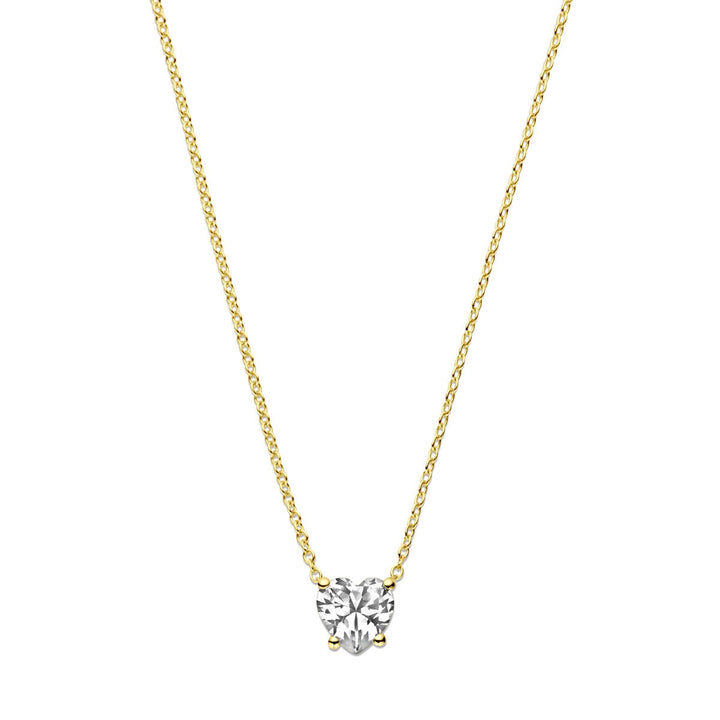 Halskette Herz Zirkonia 41 - 43 - 45 cm 14K Gelbgold