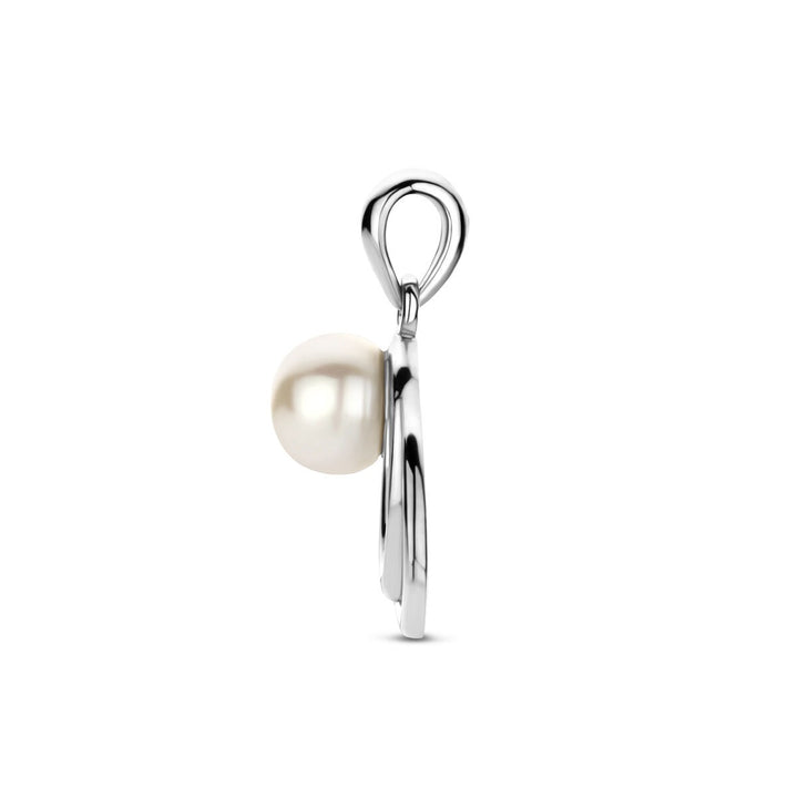 Zilveren hanger met parel – gerhodineerd 925 zilver 15,5 mm