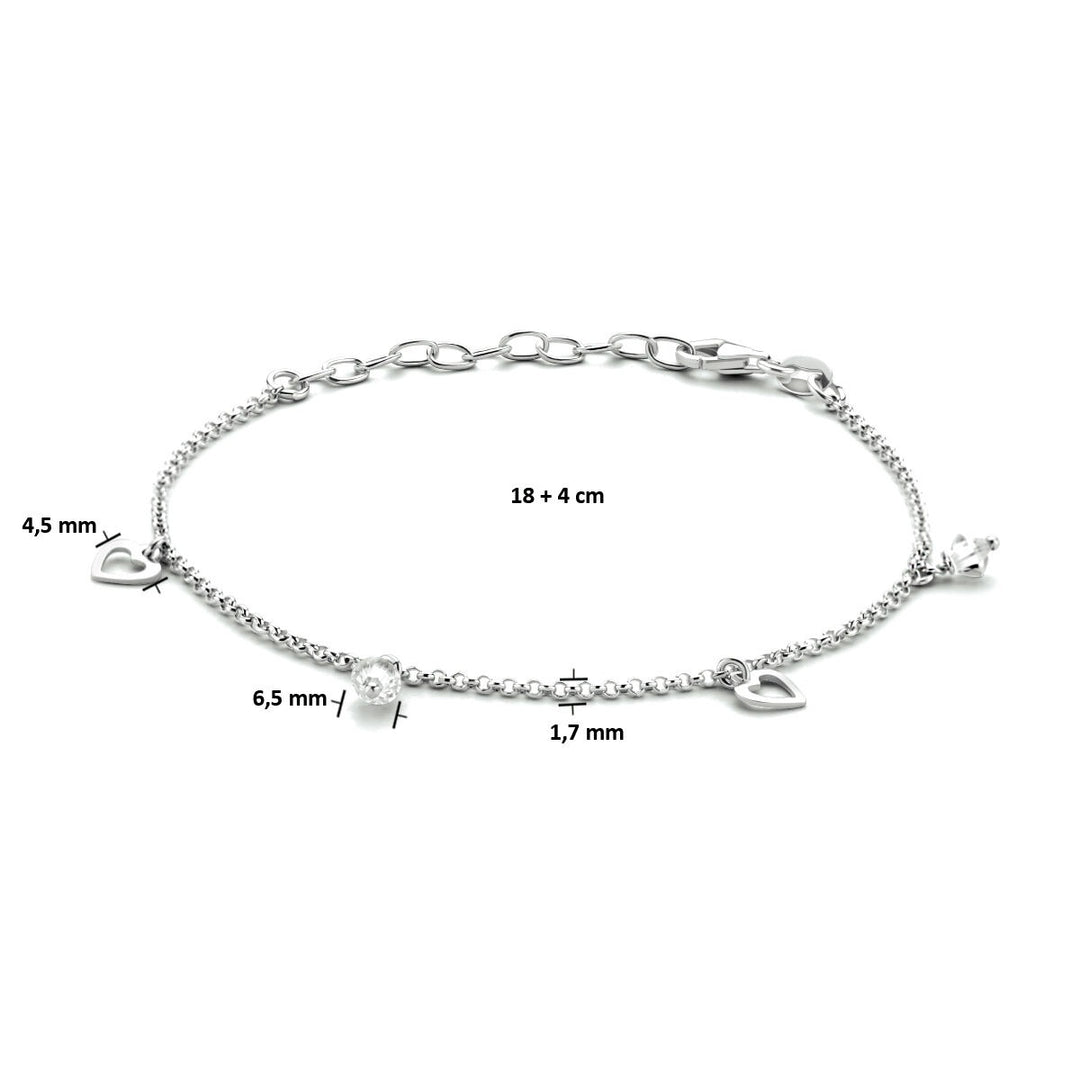 Zilveren kinder enkelbandje met transparante steen – gerhodineerd 925 zilver