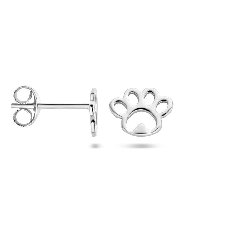 Hundepfoten-Ohrstecker aus Silber, rhodiniert