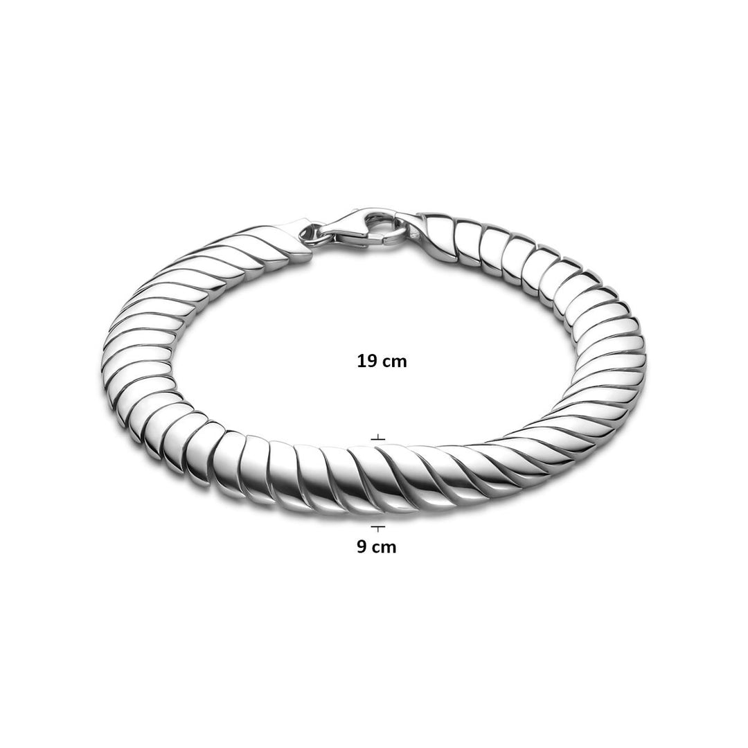 Zilveren dames armband – gerhodineerd met omega schakel 9 mm 19 cm