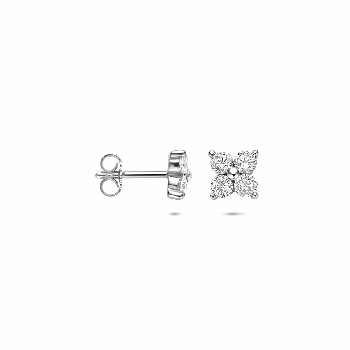 Zilveren oorknoppen met zirkonia – gerhodineerd 925 zilver