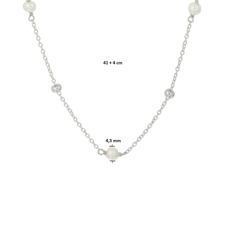 Halskette Perle 41 + 4 cm Silber rhodiniert