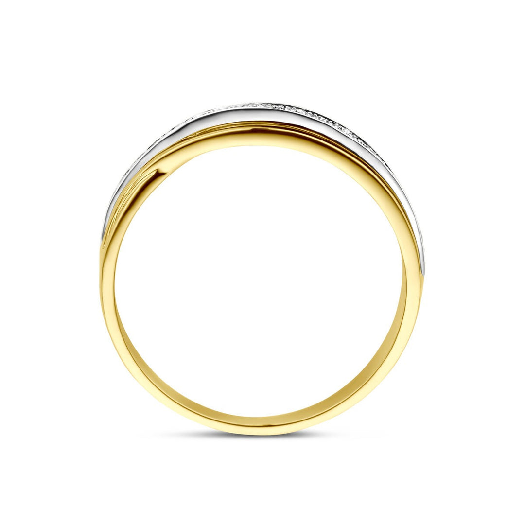 14k bicolor ring met 0.13ct diamant