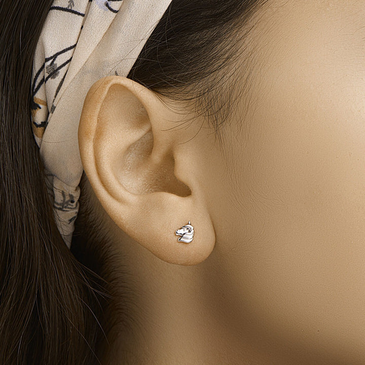 Zilveren kinder oorbellen eenhoorn – gerhodineerd