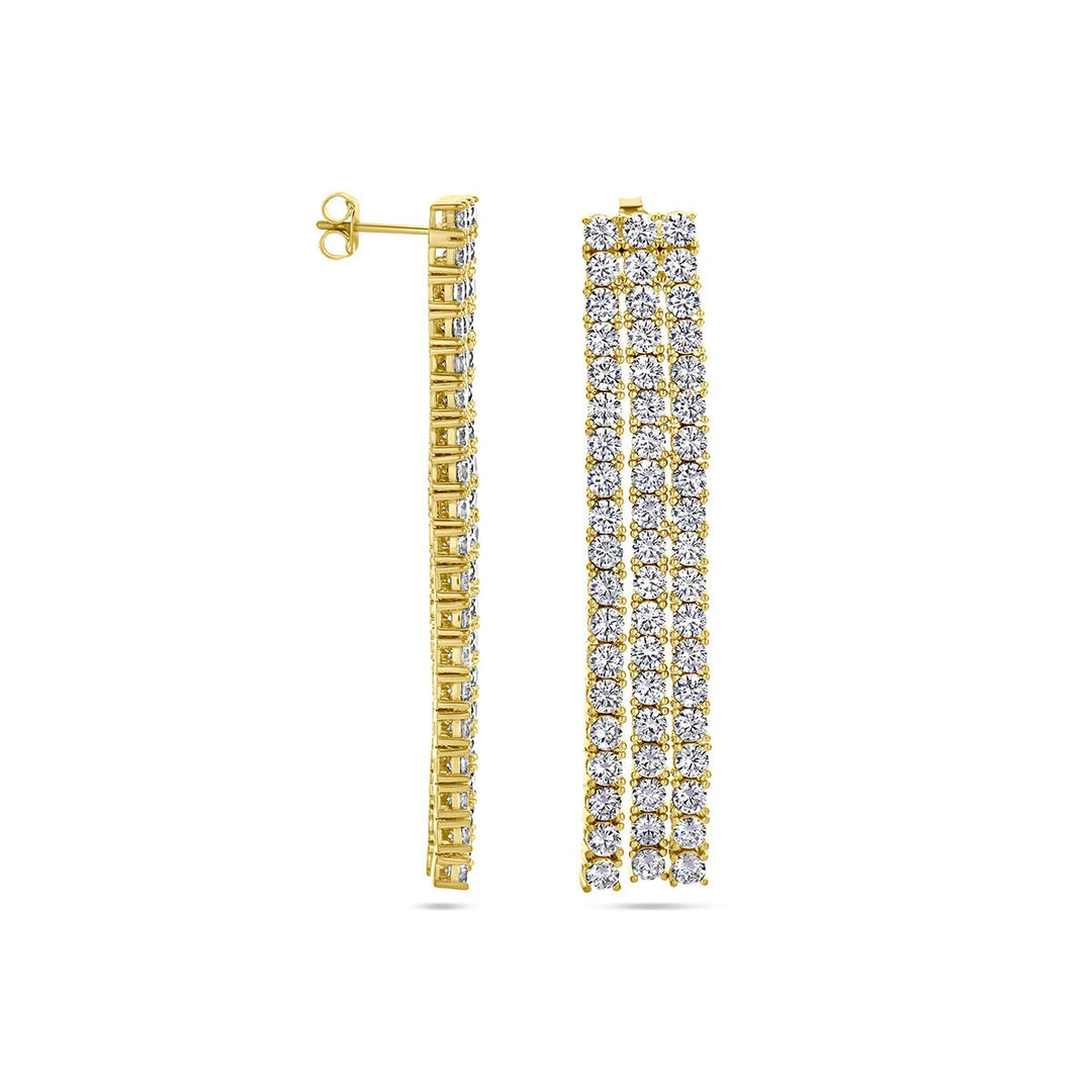 earrings zirconia 1 micron silver gold plated (yellow)
