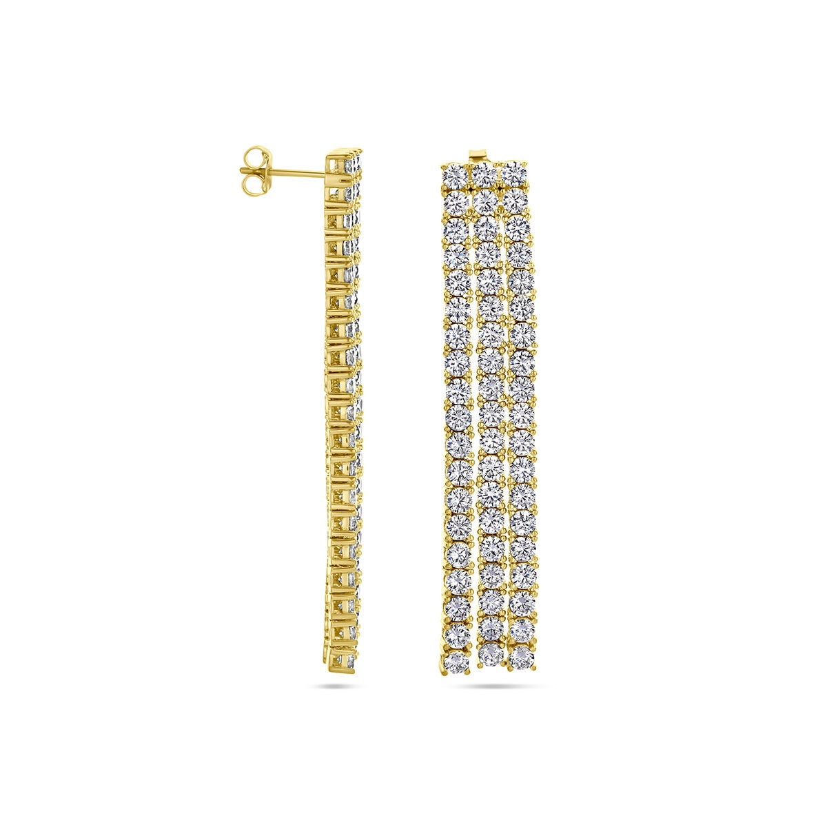 Verguld zilveren oorhangers dames met zirkonia – goudkleurig 60 mm