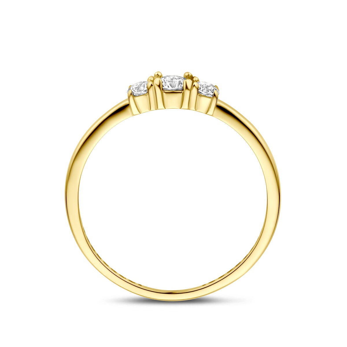 9k Geelgouden dames ring met zirkonia – 3,5 mm breed