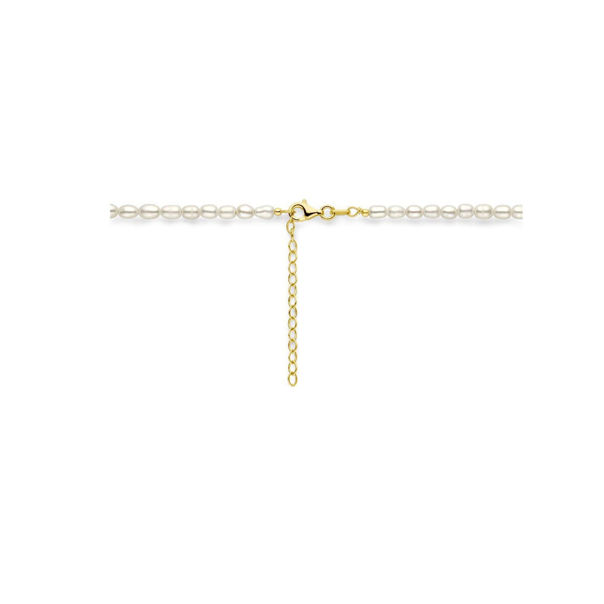 Goudkleurig verguld zilveren dames ketting – collier met zoetwaterparels