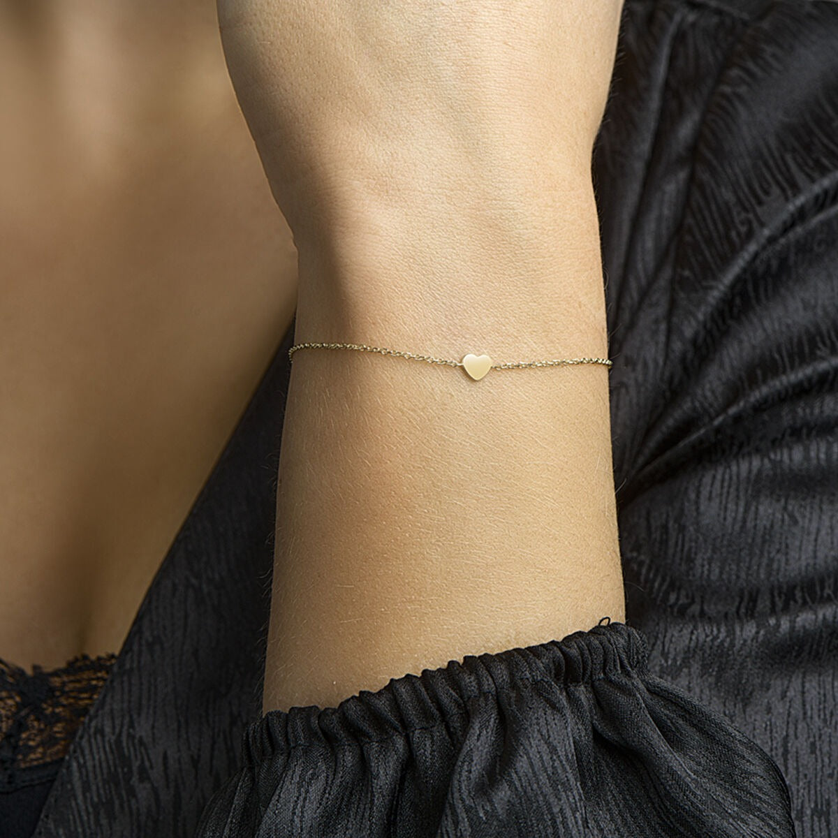 bracelet heart 17 - 18.5 cm 14K yellow gold