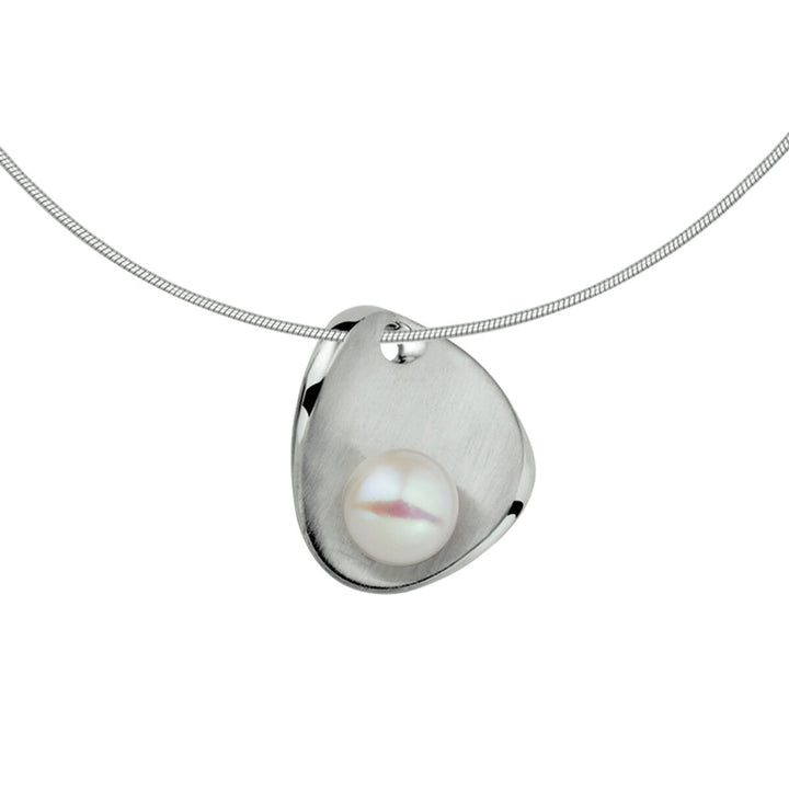 collier parel poli/mat  42 + 3 cm zilver gerhodineerd