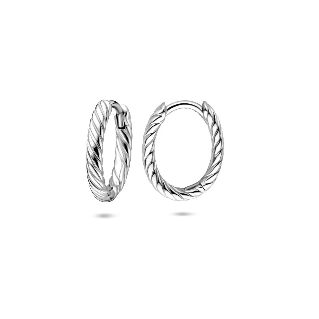 Zilveren klapoorringen gedraaid gerhodineerd 14 mm