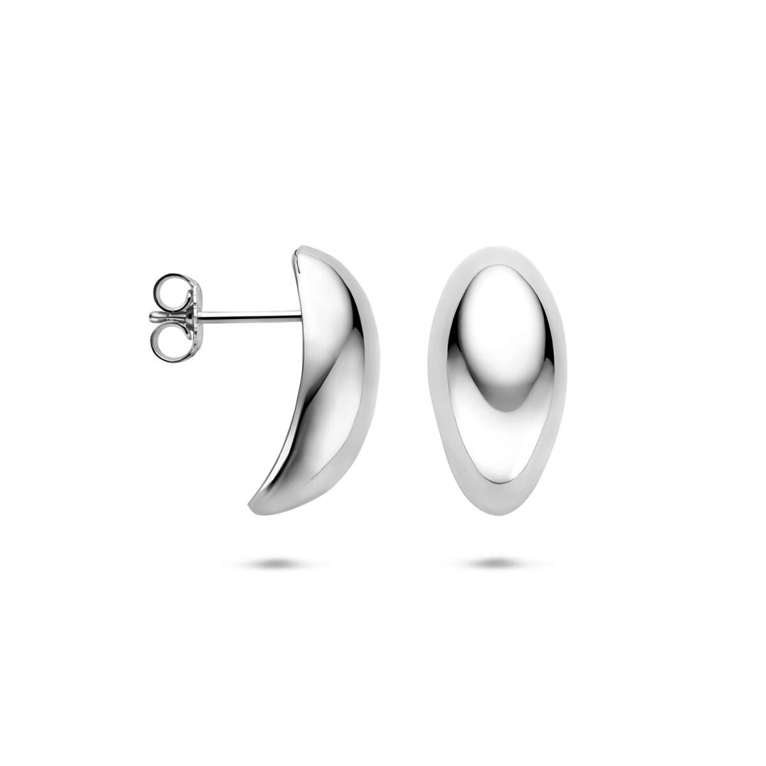 Zilveren oorknopjes dames – Gerhodineerd 925 zilver, modern design 20 mm